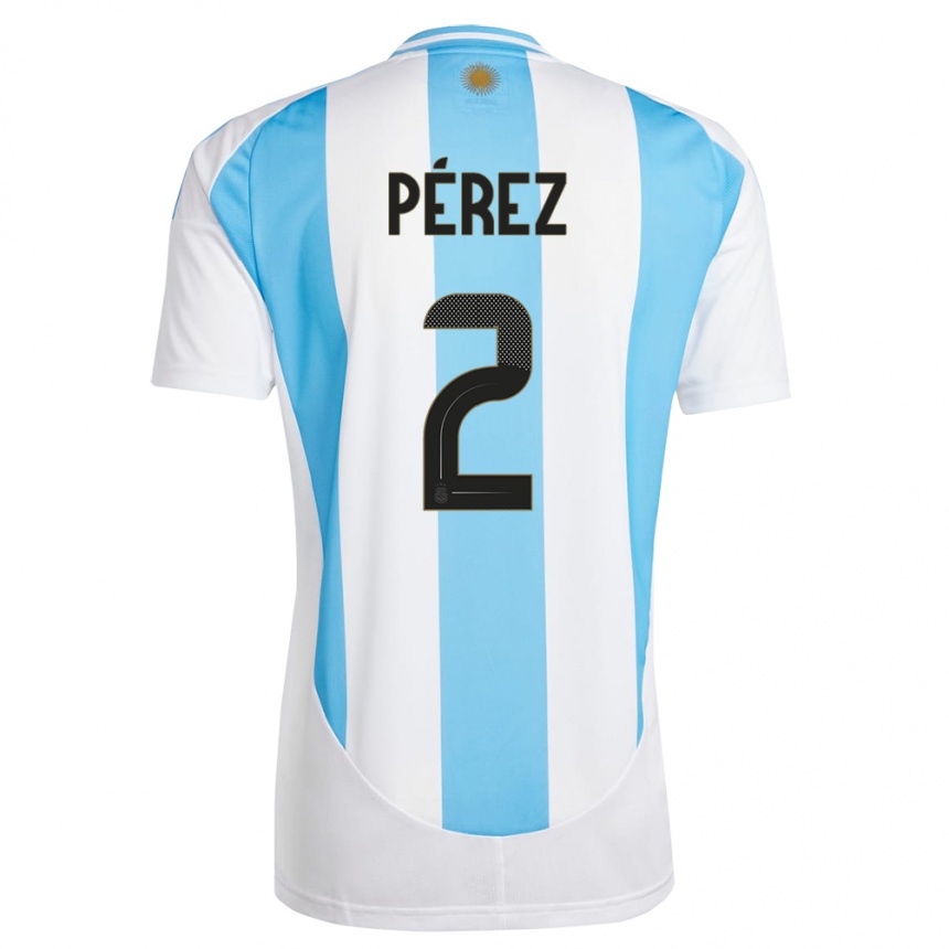 Herren Fußball Argentinien Nehuen Perez #2 Weiß Blau Heimtrikot Trikot 24-26 T-Shirt Luxemburg