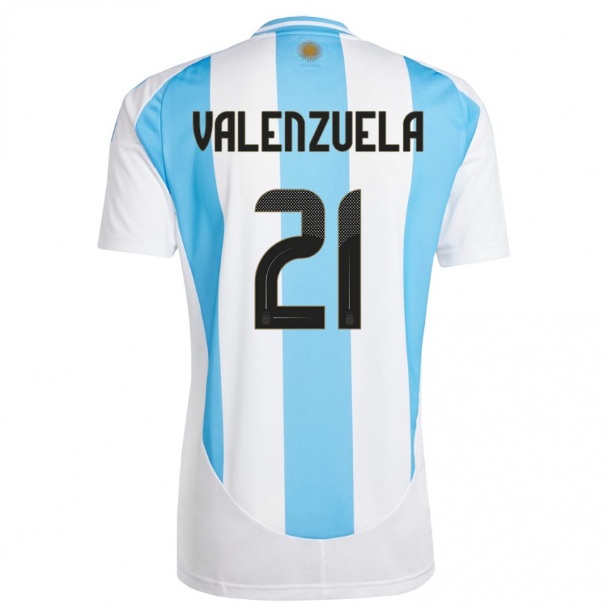 Herren Fußball Argentinien Fernando Valenzuela #21 Weiß Blau Heimtrikot Trikot 24-26 T-Shirt Luxemburg