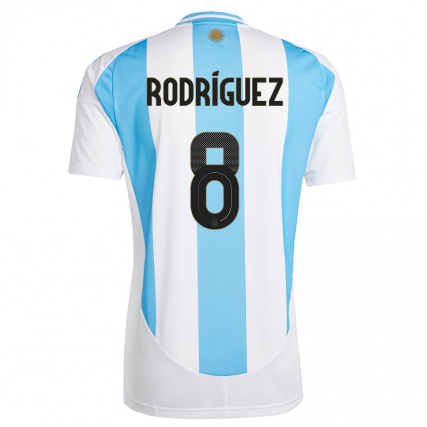 Herren Fußball Argentinien Agustin Rodriguez #8 Weiß Blau Heimtrikot Trikot 24-26 T-Shirt Luxemburg