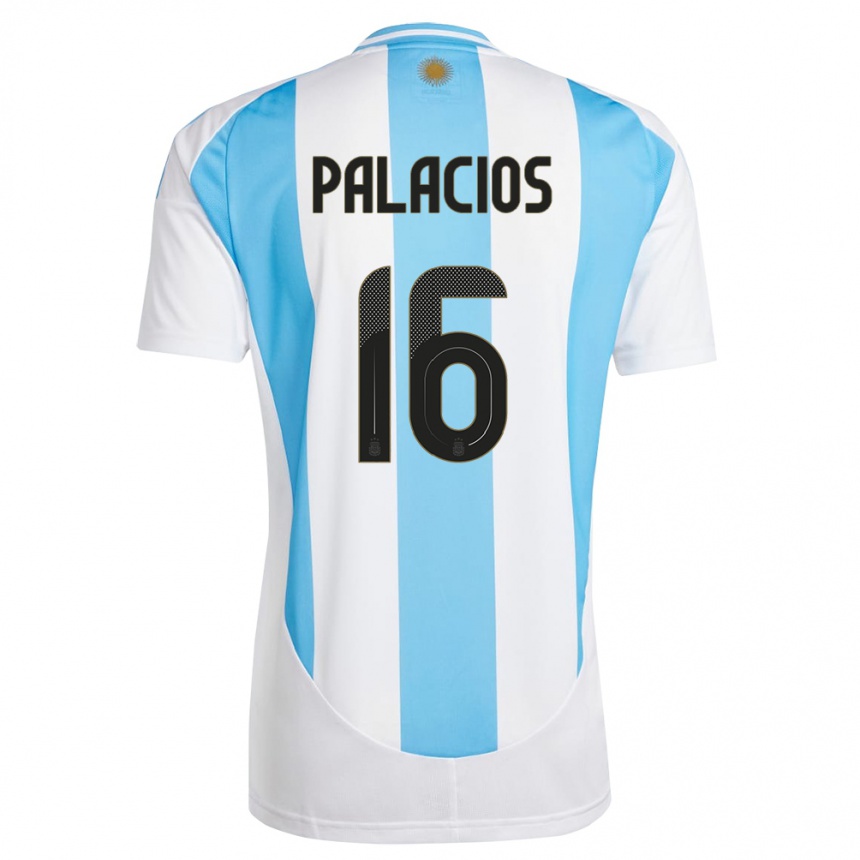Herren Fußball Argentinien Tomas Palacios #16 Weiß Blau Heimtrikot Trikot 24-26 T-Shirt Luxemburg