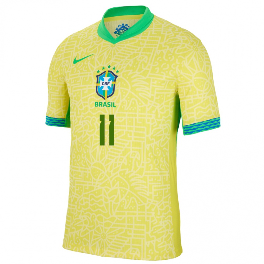 Herren Fußball Brasilien Everton Ribeiro #11 Gelb Heimtrikot Trikot 24-26 T-Shirt Luxemburg