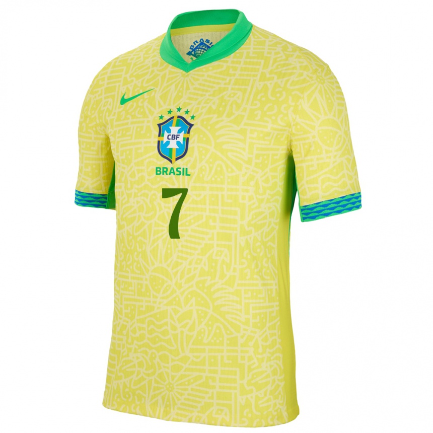 Herren Fußball Brasilien Joao Cruz #7 Gelb Heimtrikot Trikot 24-26 T-Shirt Luxemburg