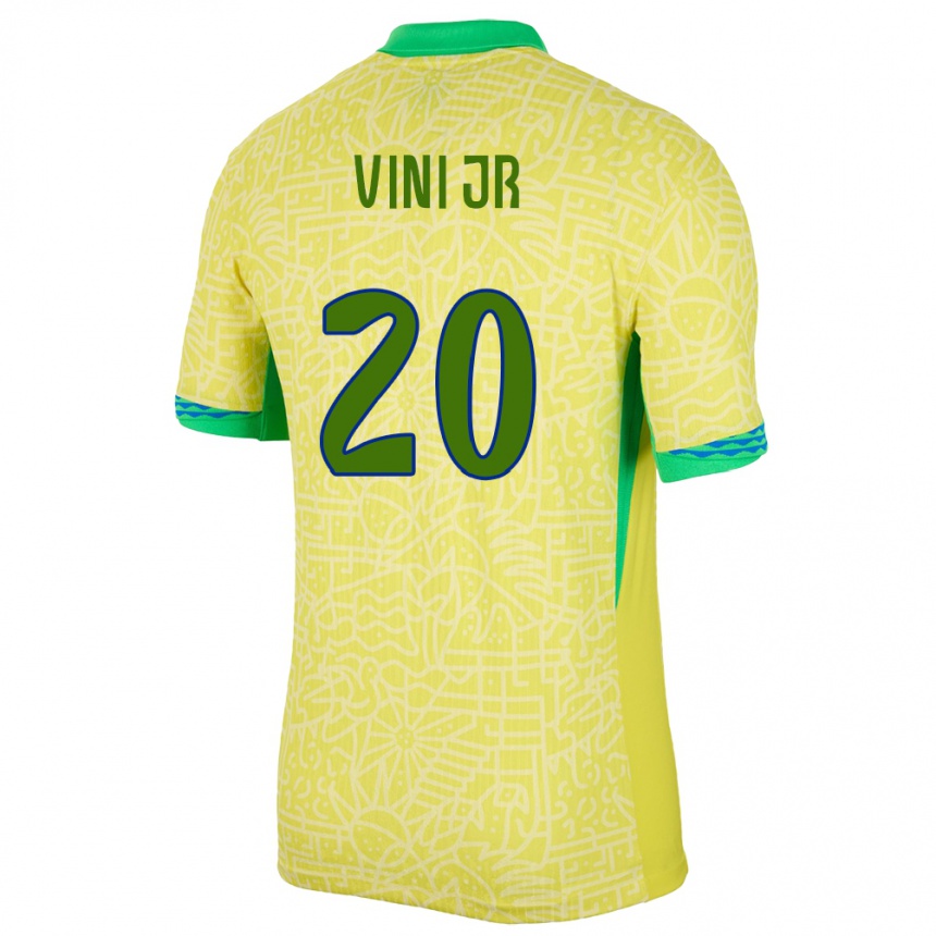 Herren Fußball Brasilien Vinicius Junior #20 Gelb Heimtrikot Trikot 24-26 T-Shirt Luxemburg