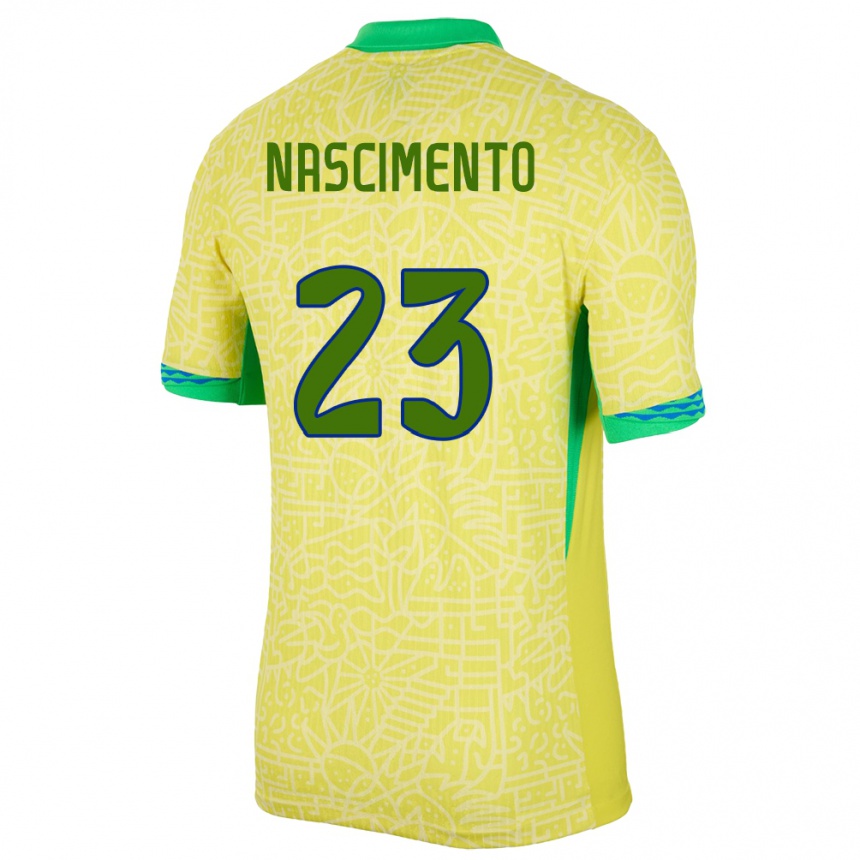 Herren Fußball Brasilien Matheus Nascimento #23 Gelb Heimtrikot Trikot 24-26 T-Shirt Luxemburg
