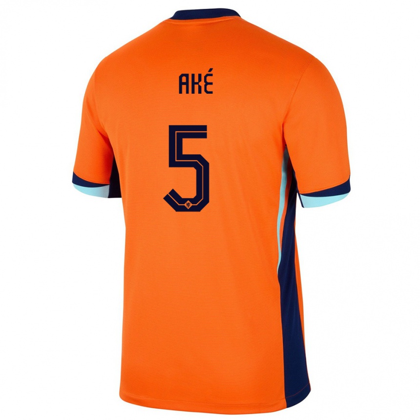 Herren Fußball Niederlande Nathan Ake #5 Orange Heimtrikot Trikot 24-26 T-Shirt Luxemburg
