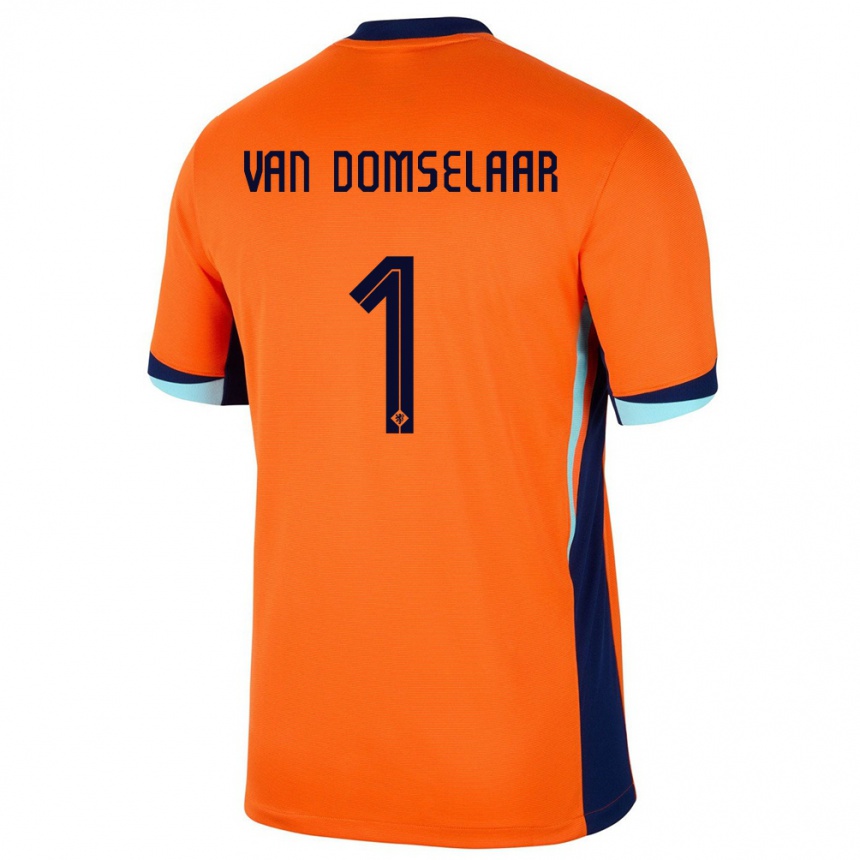 Herren Fußball Niederlande Daphne Van Domselaar #1 Orange Heimtrikot Trikot 24-26 T-Shirt Luxemburg