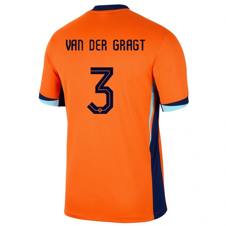 Herren Fußball Niederlande Stefanie Van Der Gragt #3 Orange Heimtrikot Trikot 24-26 T-Shirt Luxemburg