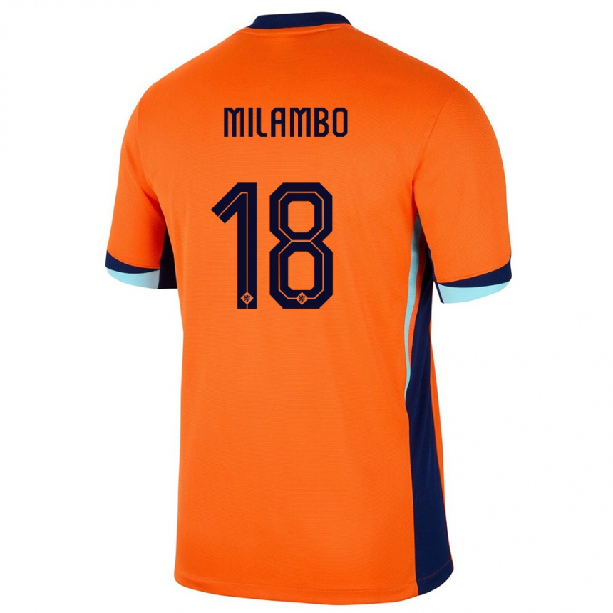 Herren Fußball Niederlande Antoni Milambo #18 Orange Heimtrikot Trikot 24-26 T-Shirt Luxemburg