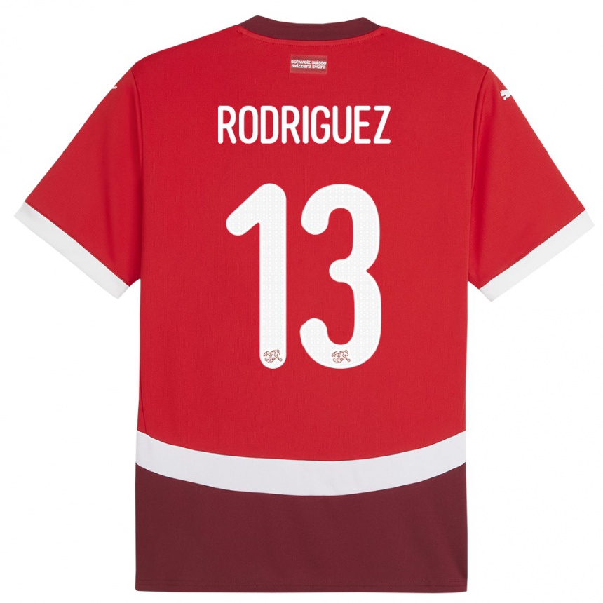 Herren Fußball Schweiz Ricardo Rodriguez #13 Rot Heimtrikot Trikot 24-26 T-Shirt Luxemburg