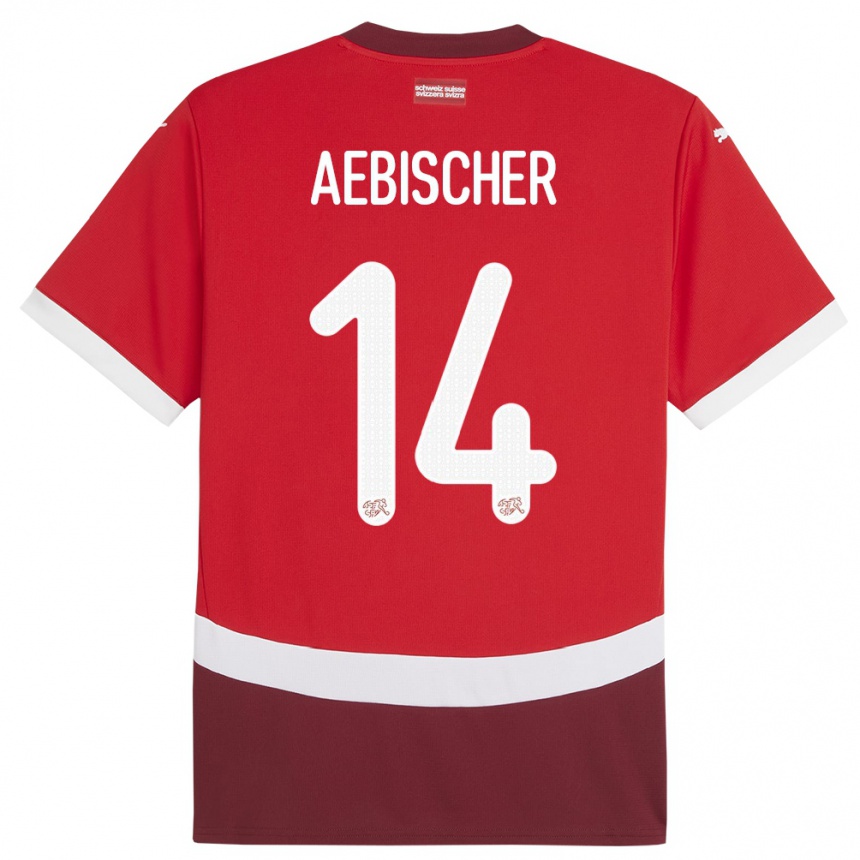 Herren Fußball Schweiz Michel Aebischer #14 Rot Heimtrikot Trikot 24-26 T-Shirt Luxemburg