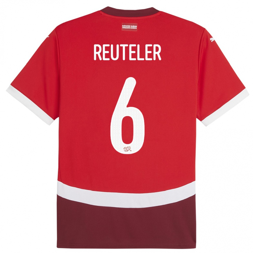 Herren Fußball Schweiz Geraldine Reuteler #6 Rot Heimtrikot Trikot 24-26 T-Shirt Luxemburg
