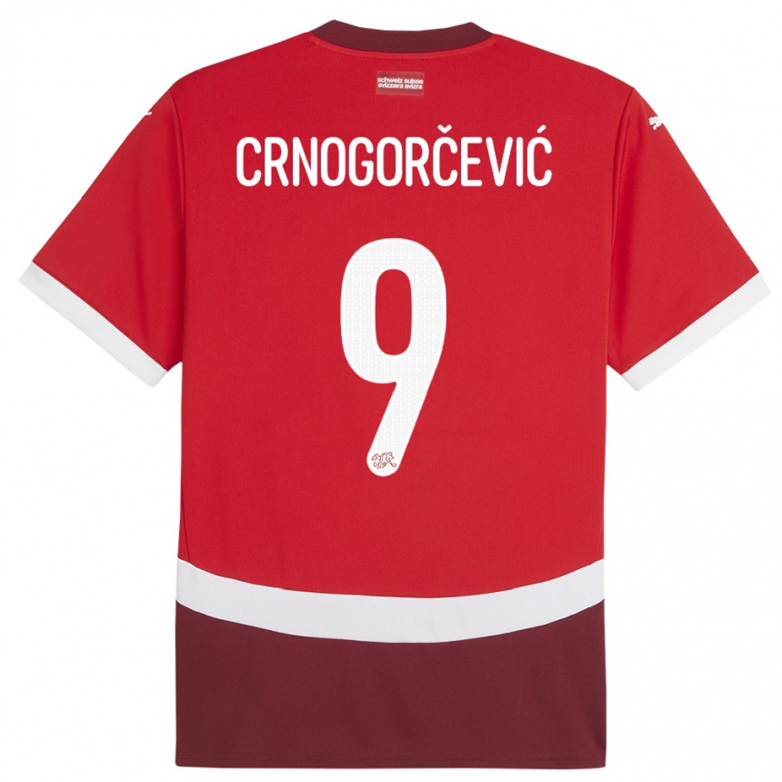 Herren Fußball Schweiz Ana Maria Crnogorcevic #9 Rot Heimtrikot Trikot 24-26 T-Shirt Luxemburg