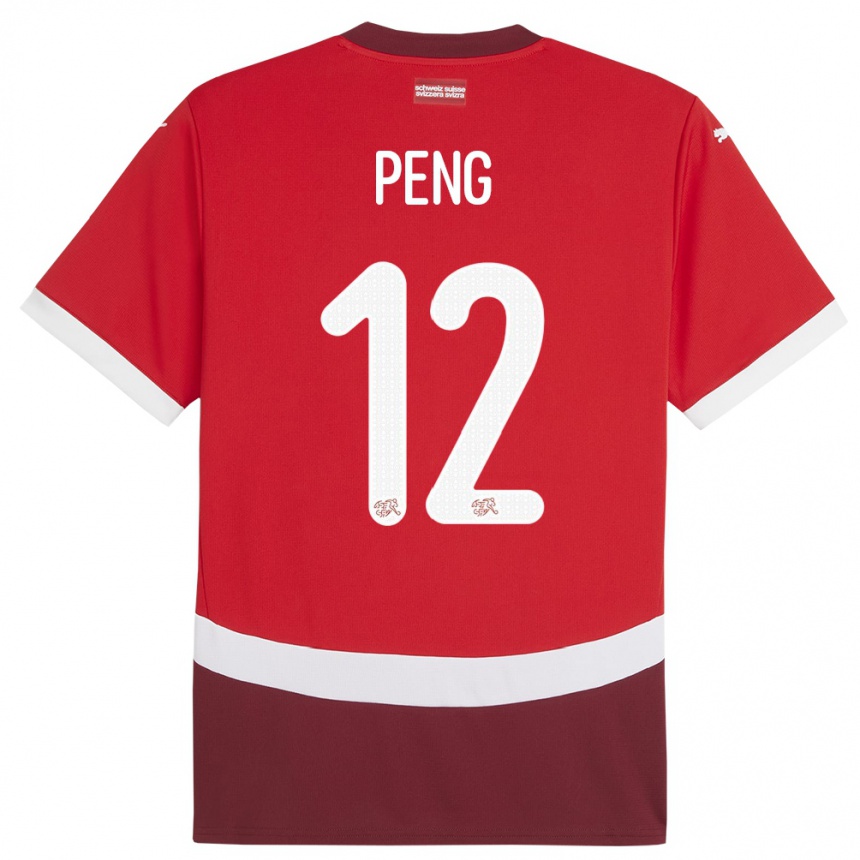 Herren Fußball Schweiz Livia Peng #12 Rot Heimtrikot Trikot 24-26 T-Shirt Luxemburg