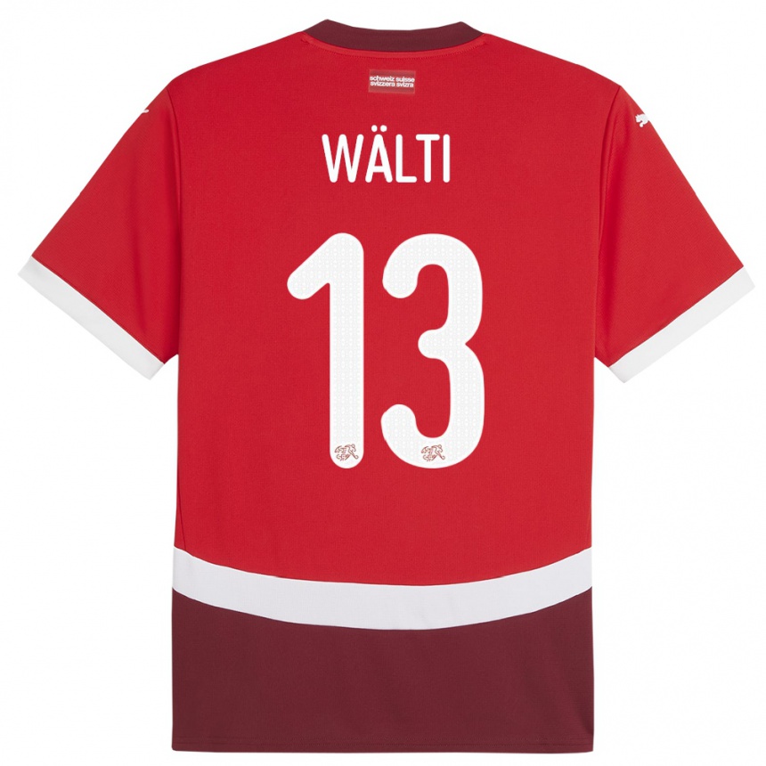 Herren Fußball Schweiz Lia Walti #13 Rot Heimtrikot Trikot 24-26 T-Shirt Luxemburg