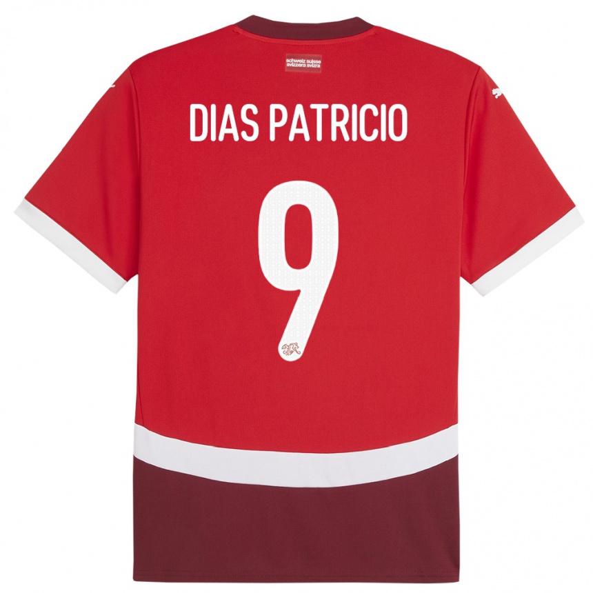 Herren Fußball Schweiz Alexandre Dias Patricio #9 Rot Heimtrikot Trikot 24-26 T-Shirt Luxemburg