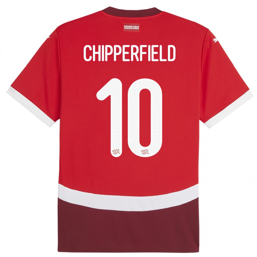 Herren Fußball Schweiz Liam Chipperfield #10 Rot Heimtrikot Trikot 24-26 T-Shirt Luxemburg