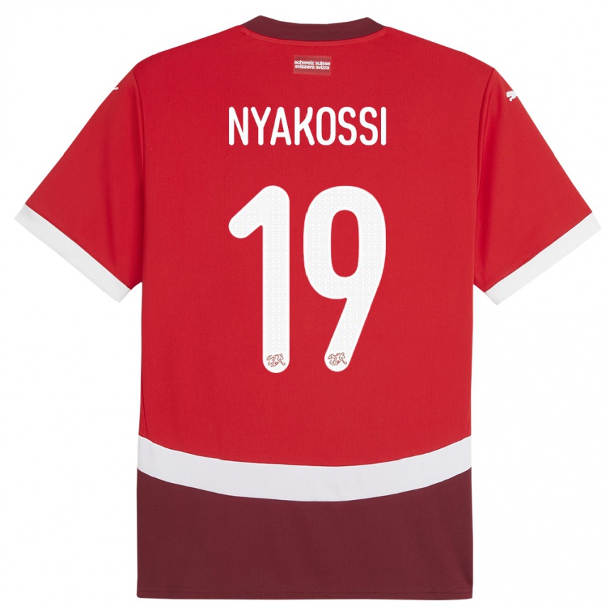 Herren Fußball Schweiz Roggerio Nyakossi #19 Rot Heimtrikot Trikot 24-26 T-Shirt Luxemburg