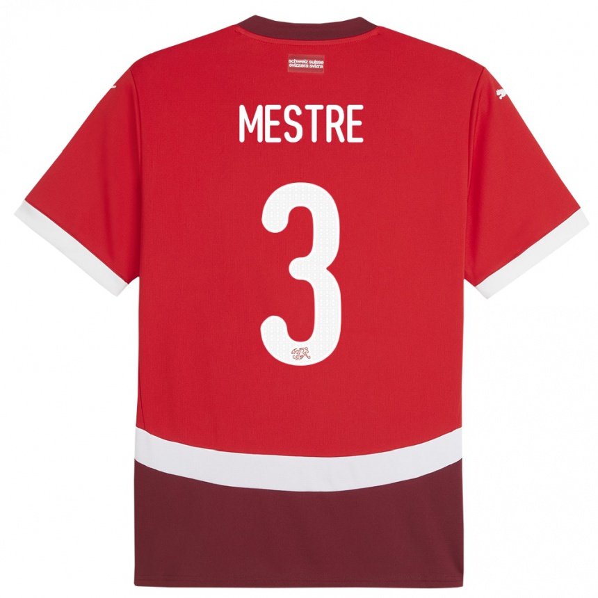 Herren Fußball Schweiz Luis Mestre #3 Rot Heimtrikot Trikot 24-26 T-Shirt Luxemburg