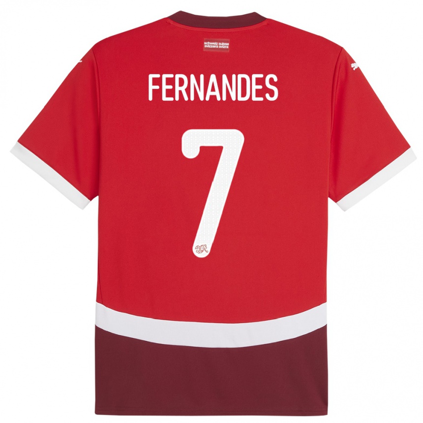 Herren Fußball Schweiz Ruben Fernandes #7 Rot Heimtrikot Trikot 24-26 T-Shirt Luxemburg