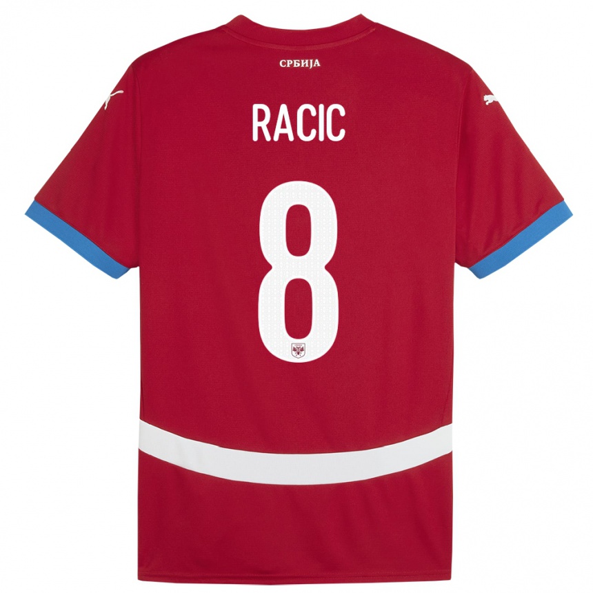 Herren Fußball Serbien Uros Racic #8 Rot Heimtrikot Trikot 24-26 T-Shirt Luxemburg