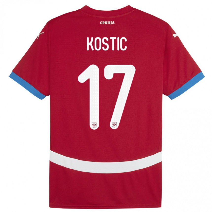 Herren Fußball Serbien Filip Kostic #17 Rot Heimtrikot Trikot 24-26 T-Shirt Luxemburg