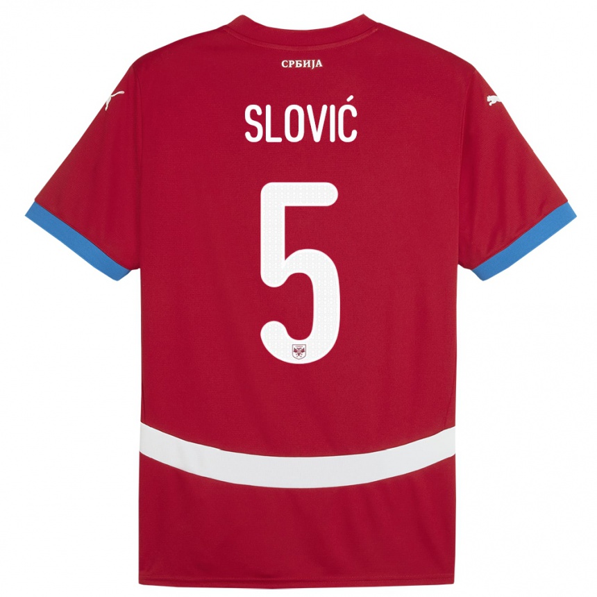 Herren Fußball Serbien Violeta Slovic #5 Rot Heimtrikot Trikot 24-26 T-Shirt Luxemburg