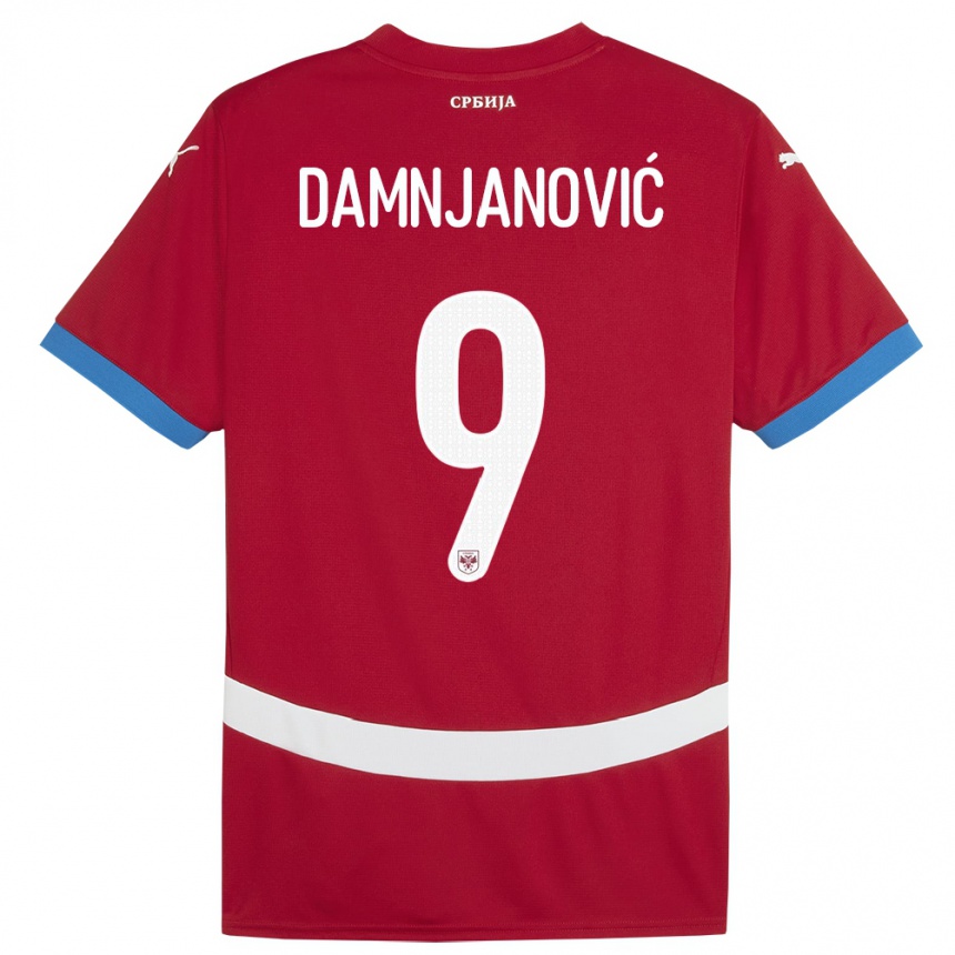 Herren Fußball Serbien Jovana Damnjanovic #9 Rot Heimtrikot Trikot 24-26 T-Shirt Luxemburg