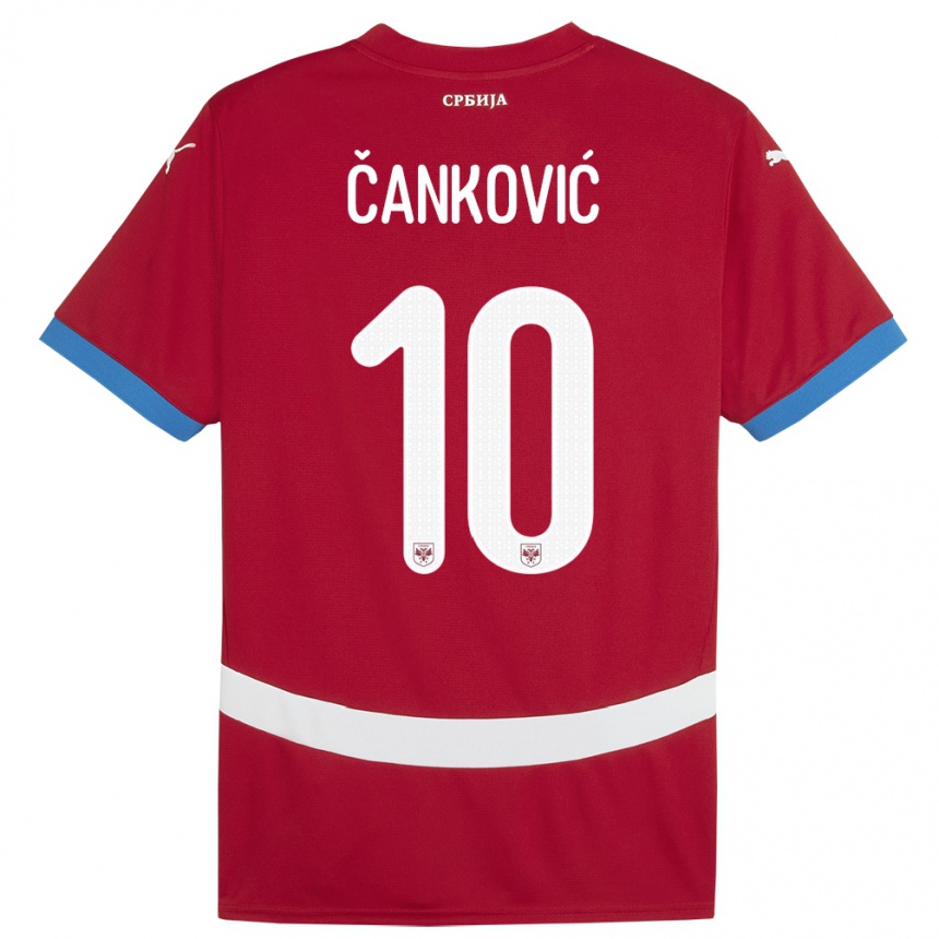 Herren Fußball Serbien Jelena Cankovic #10 Rot Heimtrikot Trikot 24-26 T-Shirt Luxemburg