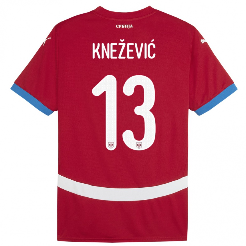 Herren Fußball Serbien Milana Knezevic #13 Rot Heimtrikot Trikot 24-26 T-Shirt Luxemburg
