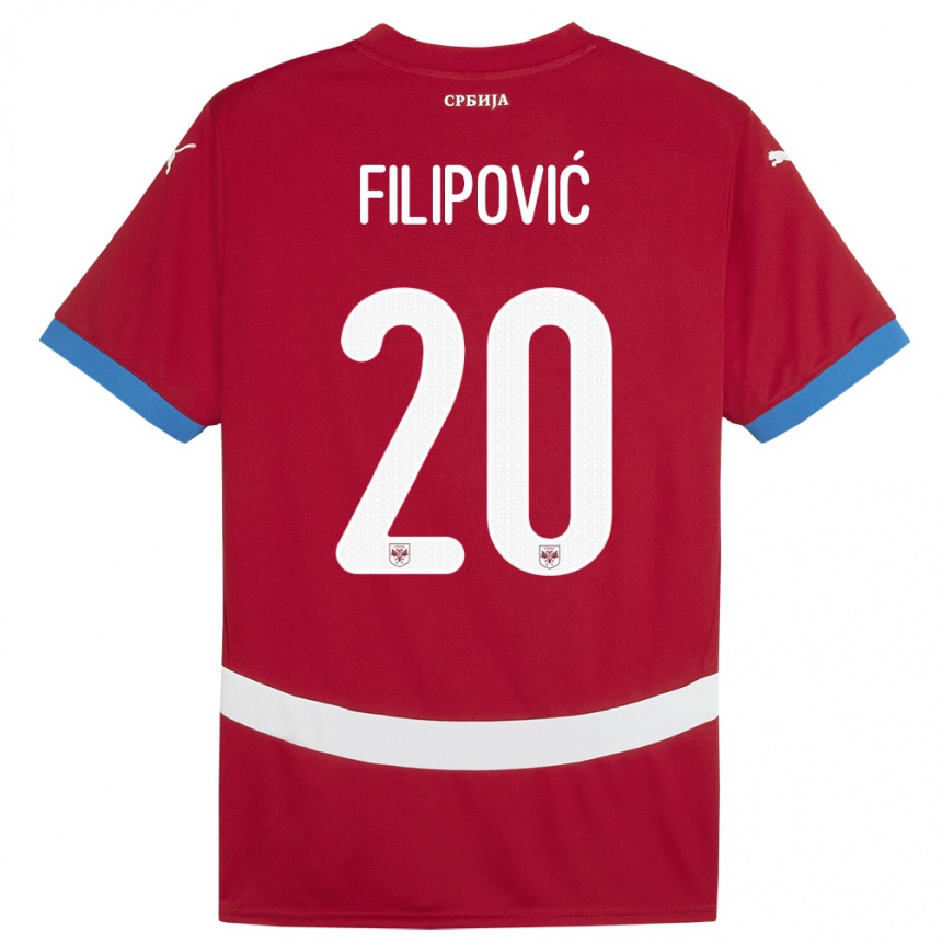 Herren Fußball Serbien Tijana Filipovic #20 Rot Heimtrikot Trikot 24-26 T-Shirt Luxemburg