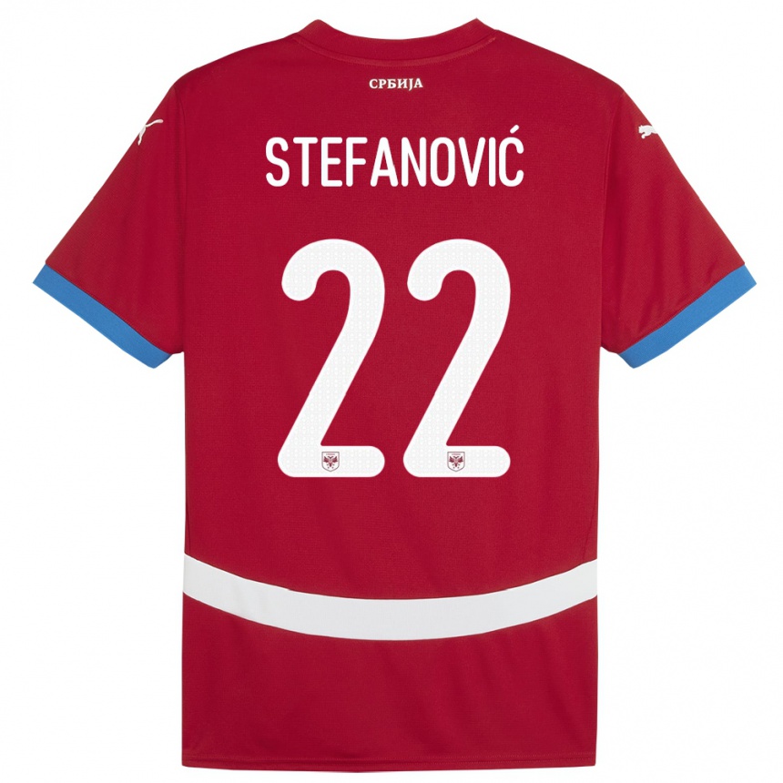 Herren Fußball Serbien Dejana Stefanovic #22 Rot Heimtrikot Trikot 24-26 T-Shirt Luxemburg