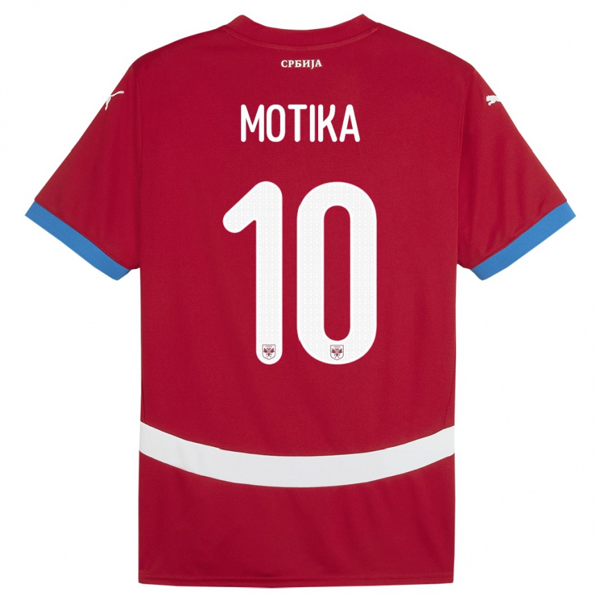 Herren Fußball Serbien Nemanja Motika #10 Rot Heimtrikot Trikot 24-26 T-Shirt Luxemburg