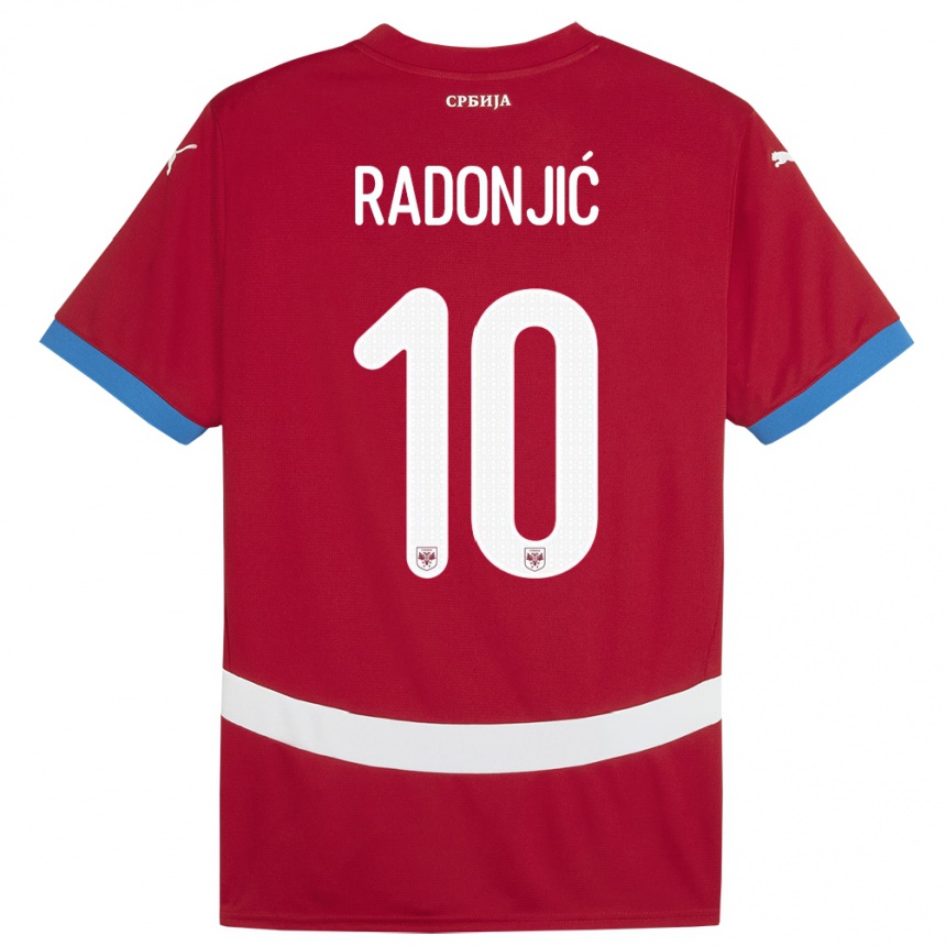 Herren Fußball Serbien Mateja Radonjic #10 Rot Heimtrikot Trikot 24-26 T-Shirt Luxemburg