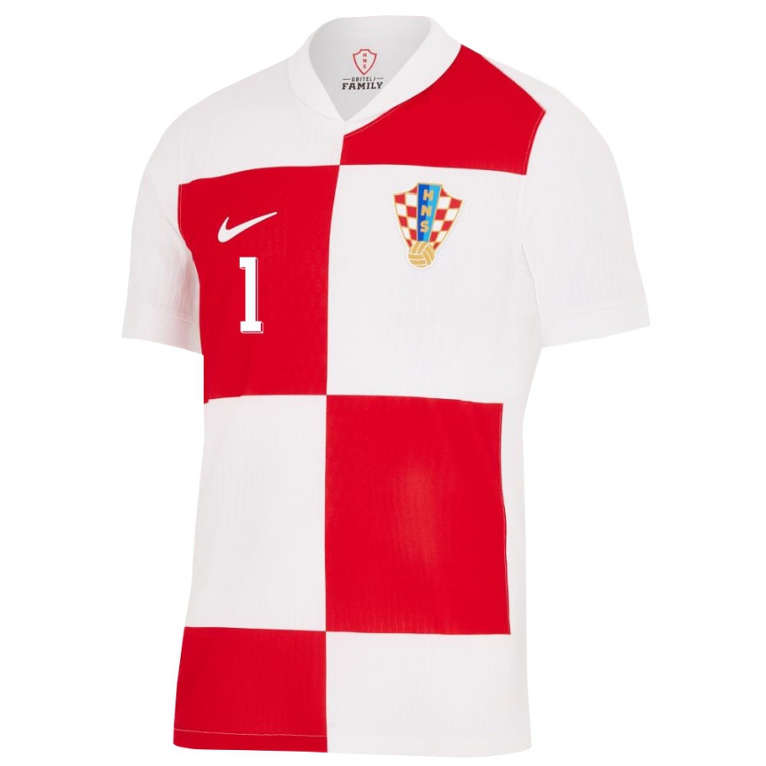 Herren Fußball Kroatien Doris Bacic #1 Weiß Rot Heimtrikot Trikot 24-26 T-Shirt Luxemburg