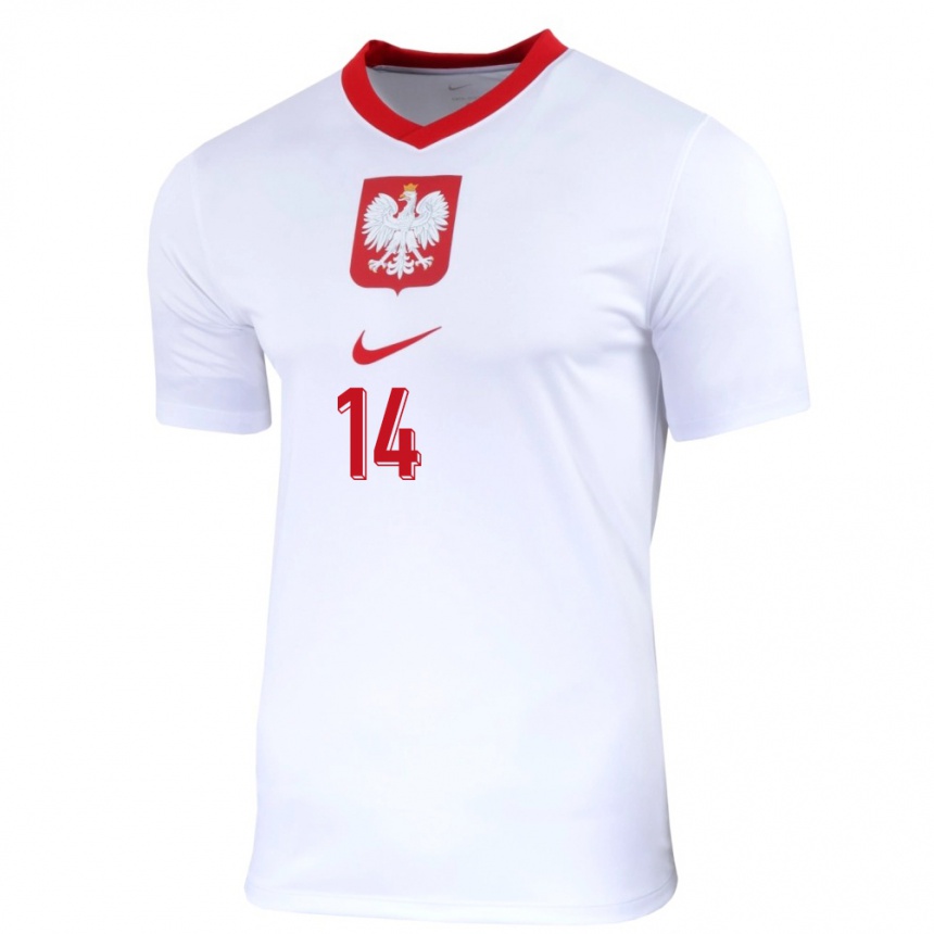 Herren Fußball Polen Mateusz Klich #14 Weiß Heimtrikot Trikot 24-26 T-Shirt Luxemburg