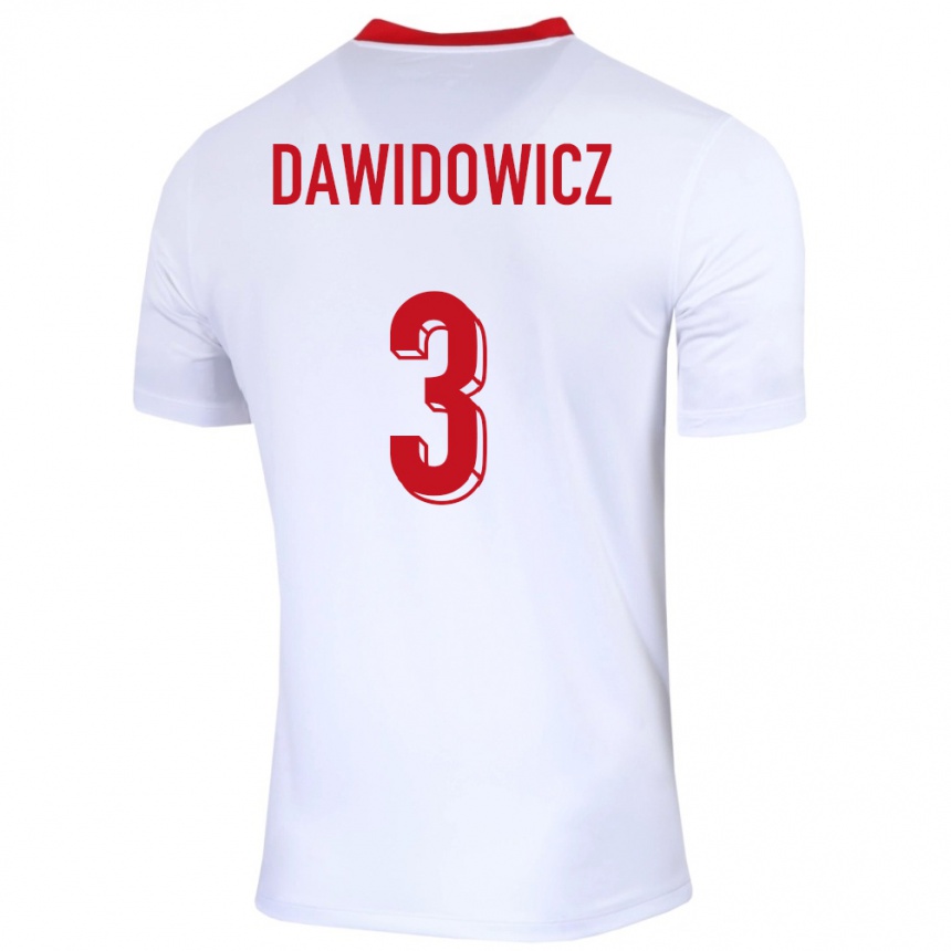 Herren Fußball Polen Pawel Dawidowicz #3 Weiß Heimtrikot Trikot 24-26 T-Shirt Luxemburg