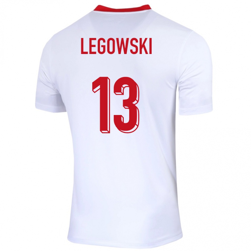 Herren Fußball Polen Mateusz Legowski #13 Weiß Heimtrikot Trikot 24-26 T-Shirt Luxemburg