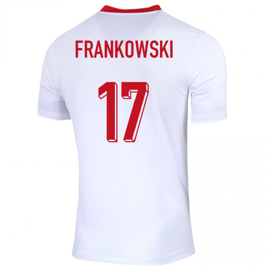 Herren Fußball Polen Przemyslaw Frankowski #17 Weiß Heimtrikot Trikot 24-26 T-Shirt Luxemburg