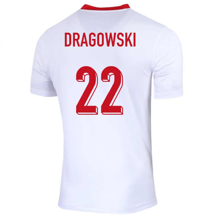 Herren Fußball Polen Bartlomiej Dragowski #22 Weiß Heimtrikot Trikot 24-26 T-Shirt Luxemburg