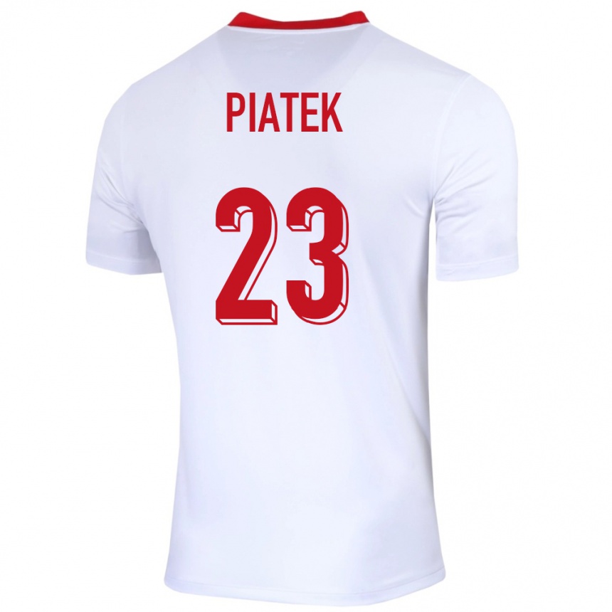 Herren Fußball Polen Krzysztof Piatek #23 Weiß Heimtrikot Trikot 24-26 T-Shirt Luxemburg