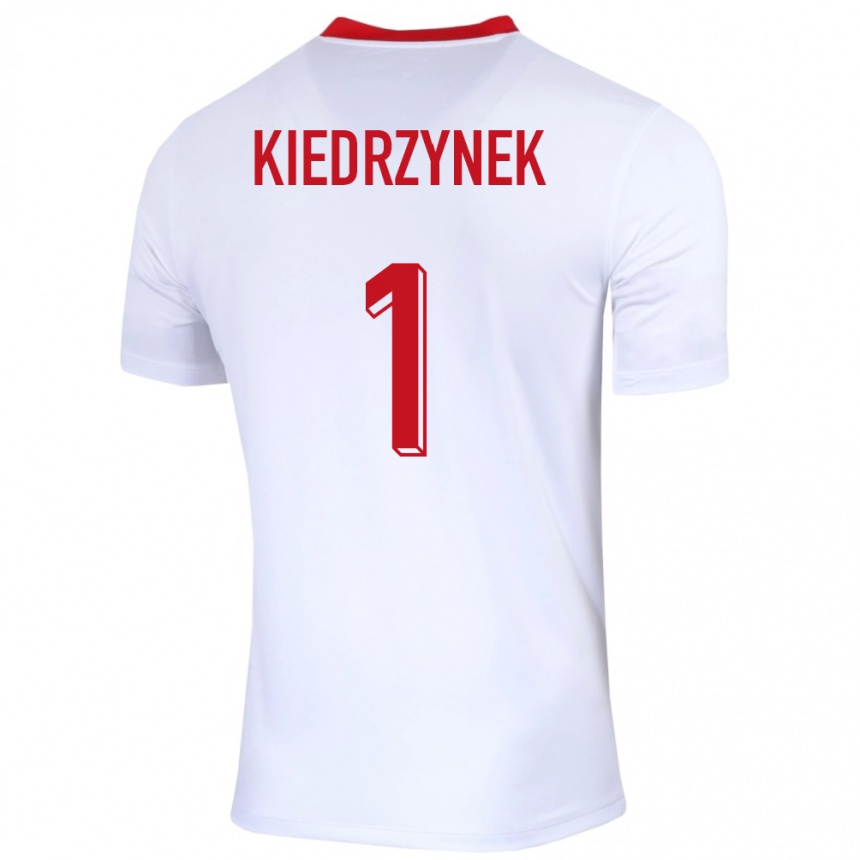 Herren Fußball Polen Katarzyna Kiedrzynek #1 Weiß Heimtrikot Trikot 24-26 T-Shirt Luxemburg