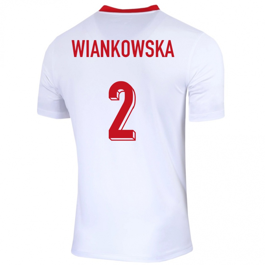Herren Fußball Polen Martyna Wiankowska #2 Weiß Heimtrikot Trikot 24-26 T-Shirt Luxemburg