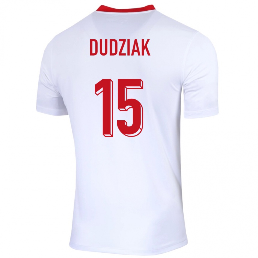 Herren Fußball Polen Aleksandra Dudziak #15 Weiß Heimtrikot Trikot 24-26 T-Shirt Luxemburg