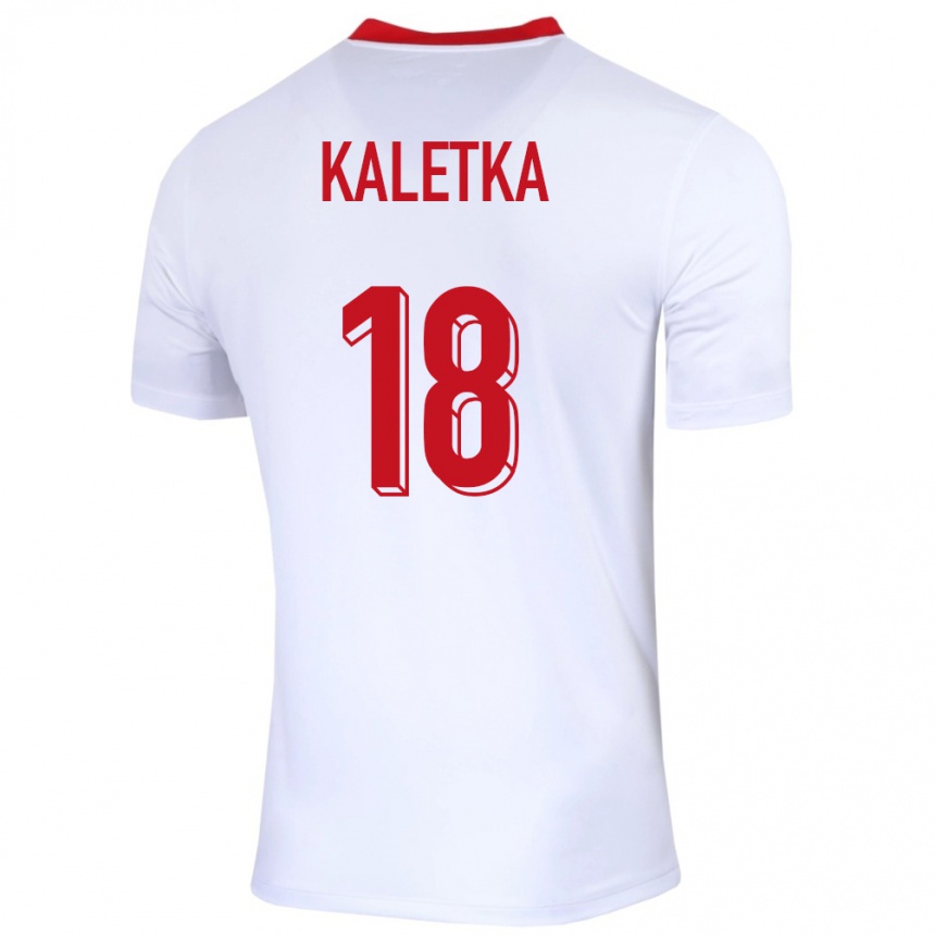 Herren Fußball Polen Nikol Kaletka #18 Weiß Heimtrikot Trikot 24-26 T-Shirt Luxemburg