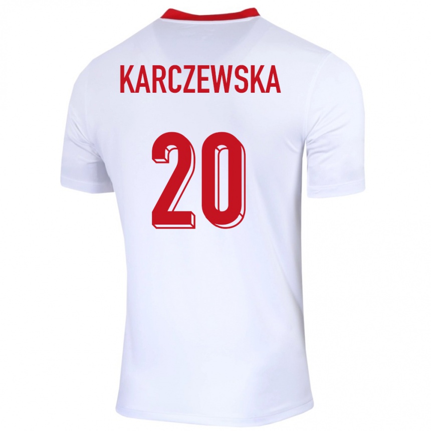 Herren Fußball Polen Nikola Karczewska #20 Weiß Heimtrikot Trikot 24-26 T-Shirt Luxemburg