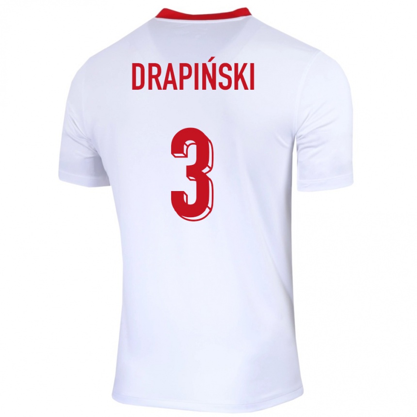 Herren Fußball Polen Igor Drapinski #3 Weiß Heimtrikot Trikot 24-26 T-Shirt Luxemburg