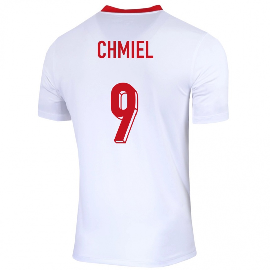 Herren Fußball Polen George Chmiel #9 Weiß Heimtrikot Trikot 24-26 T-Shirt Luxemburg