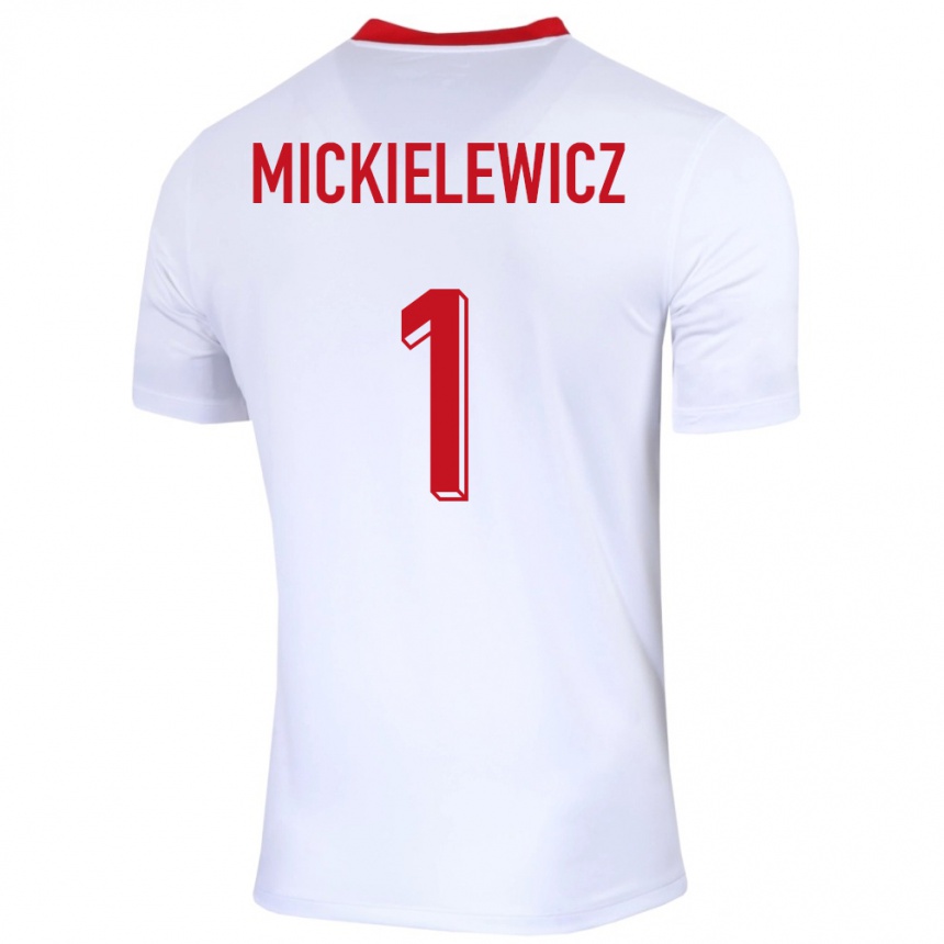 Herren Fußball Polen Aleksander Mickielewicz #1 Weiß Heimtrikot Trikot 24-26 T-Shirt Luxemburg