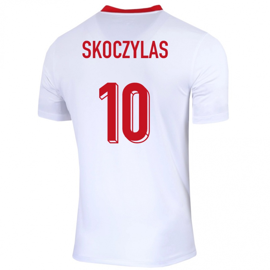 Herren Fußball Polen Mateusz Skoczylas #10 Weiß Heimtrikot Trikot 24-26 T-Shirt Luxemburg