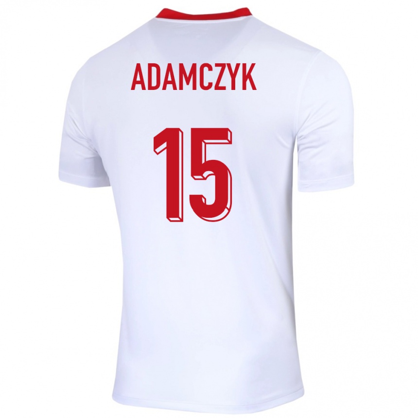 Herren Fußball Polen Nico Adamczyk #15 Weiß Heimtrikot Trikot 24-26 T-Shirt Luxemburg